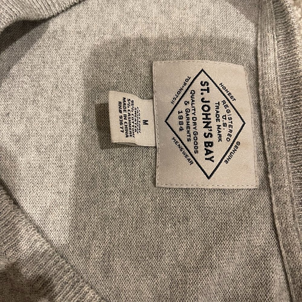 ST. JOHN'S BAY Sweater Cotton Cashmere V Neck Pullover  Stretch SIZE M